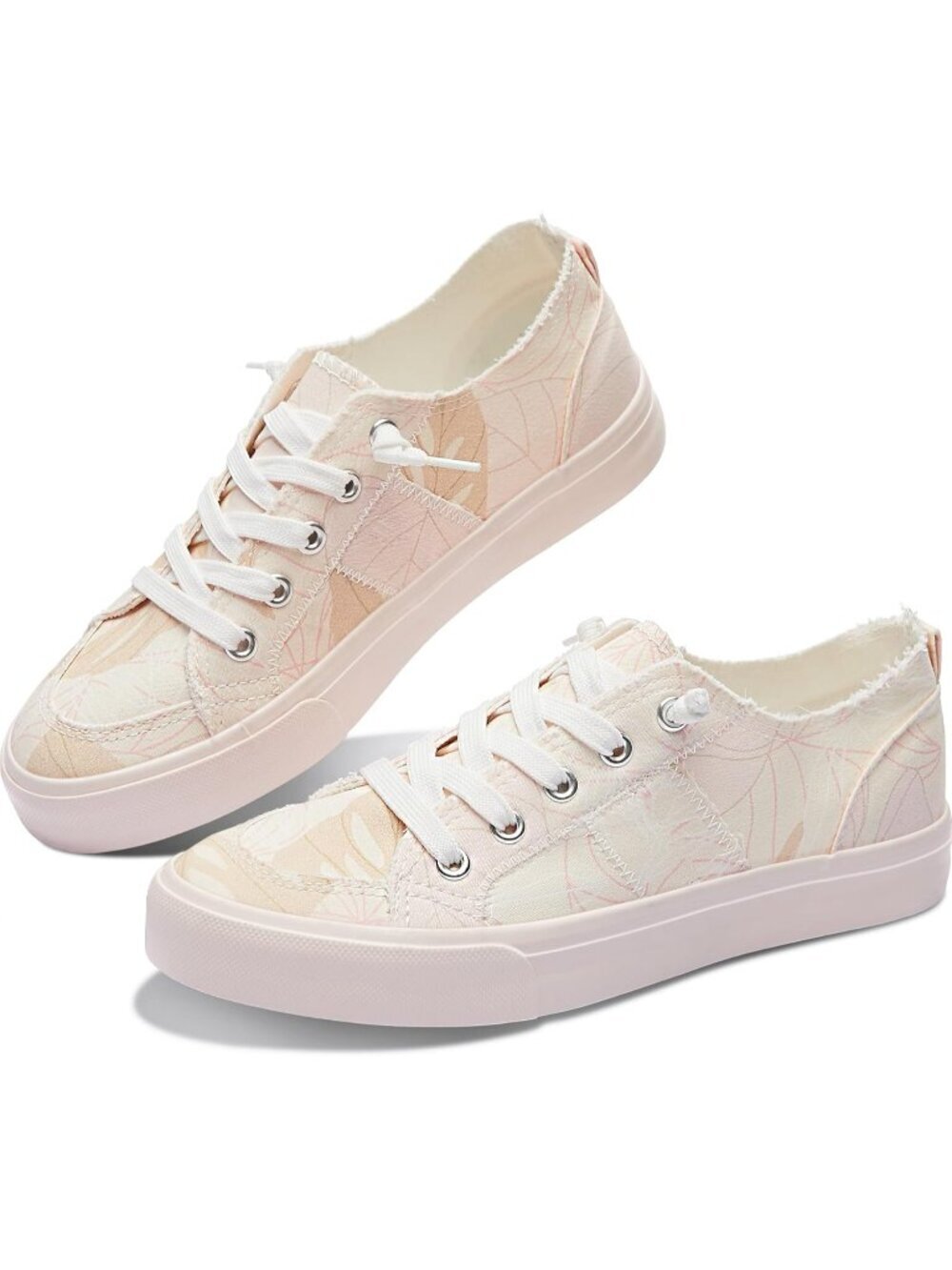 Women's Pink Canvas Rubber Canvas Washed And Closed Toe Canvas Slip On Sneakers